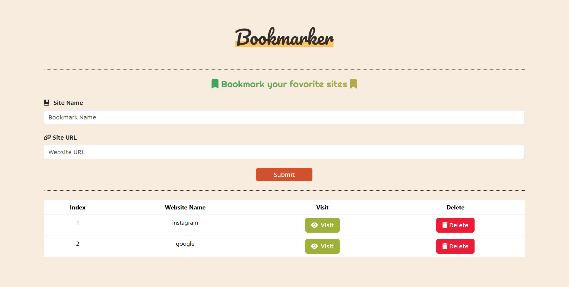 Bookmark App